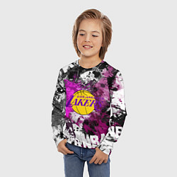 Лонгслив детский Лос-Анджелес Лейкерс, Los Angeles Lakers, цвет: 3D-принт — фото 2