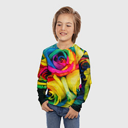 Лонгслив детский Разноцветные розы, цвет: 3D-принт — фото 2