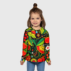 Лонгслив детский Цветы, цвет: 3D-принт — фото 2