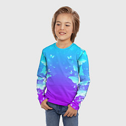 Лонгслив детский НЕОНОВЫЕ БАБОЧКИ, цвет: 3D-принт — фото 2