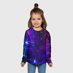 Лонгслив детский NEON CUBES, цвет: 3D-принт — фото 2