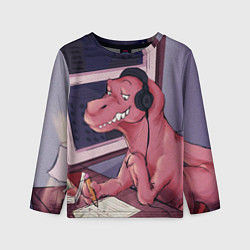 Лонгслив детский ДИНОЗАВР НА КАРАНТИНЕ, цвет: 3D-принт