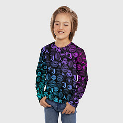 Лонгслив детский ЛОГО ФУТБОЛЬНЫХ КОМАНД НЕОН, цвет: 3D-принт — фото 2