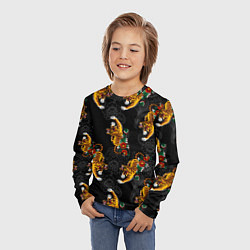 Лонгслив детский Японский стиль - тигры, цвет: 3D-принт — фото 2