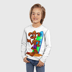 Лонгслив детский Лыжная собака, цвет: 3D-принт — фото 2