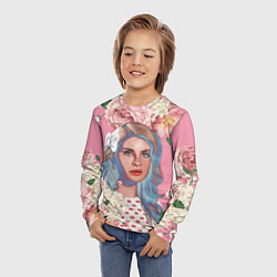 Лонгслив детский Лана дел рей в цветах, цвет: 3D-принт — фото 2