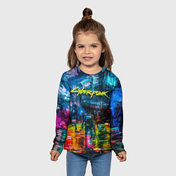 Лонгслив детский Сyberpunk City, цвет: 3D-принт — фото 2