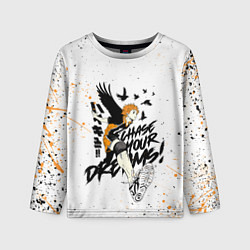 Детский лонгслив HAIKYU ВОЛЕЙБОЛ БРЫЗГИ КРАСОК
