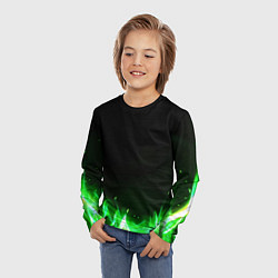 Лонгслив детский Зеленый огонь, цвет: 3D-принт — фото 2
