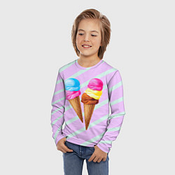 Лонгслив детский Мороженое графический фон, цвет: 3D-принт — фото 2