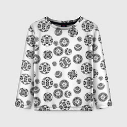 Лонгслив детский Черно-белый геометрический узор, цвет: 3D-принт