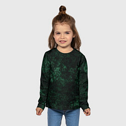 Лонгслив детский Темно-зеленый мраморный узор, цвет: 3D-принт — фото 2