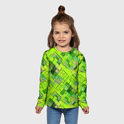 Лонгслив детский Ярко-зеленый абстрактный узор, цвет: 3D-принт — фото 2