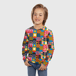 Лонгслив детский Печворк Мозаика Настроение, цвет: 3D-принт — фото 2