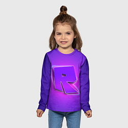 Лонгслив детский ROBLOX NEON LOGO РОБЛОКС, цвет: 3D-принт — фото 2