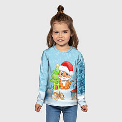 Лонгслив детский Тигренок новогодний 2022, цвет: 3D-принт — фото 2