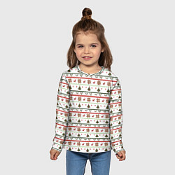 Лонгслив детский Узор новогодний Бело-красно-зеленый, цвет: 3D-принт — фото 2