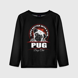 Лонгслив детский Мопс Pug, цвет: 3D-принт