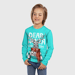 Лонгслив детский Олень в свитере с оленями, цвет: 3D-принт — фото 2