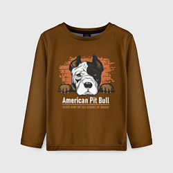 Лонгслив детский Американский Питбультерьер Pit Bull Terrier, цвет: 3D-принт