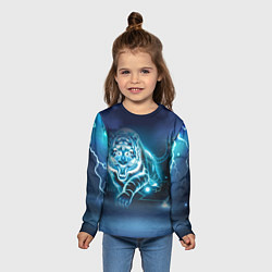 Лонгслив детский Молниеносный тигр, цвет: 3D-принт — фото 2