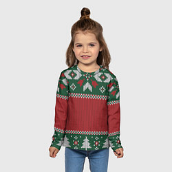Лонгслив детский Knitted Christmas Pattern, цвет: 3D-принт — фото 2