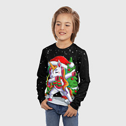 Лонгслив детский НОВОГОДНИЙ ЕДИНОРОГ ДЭБ, цвет: 3D-принт — фото 2
