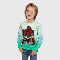 Лонгслив детский Котэ в шапке, цвет: 3D-принт — фото 2