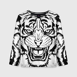 Лонгслив детский БЕЛЫЙ ТИГР СИЛУЭТ, СИМВОЛ 2022 ГОДА, цвет: 3D-принт