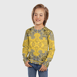 Лонгслив детский Коллекция Фрактальная мозаика Желтый на черном 573, цвет: 3D-принт — фото 2