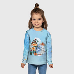 Лонгслив детский Акварельный КотэКлаус, цвет: 3D-принт — фото 2
