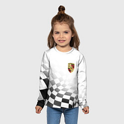 Лонгслив детский Porsche Порше Финишный флаг, цвет: 3D-принт — фото 2