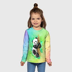 Лонгслив детский ПАНДА PANDA ЦВЕТНЫЕ КРАСКИ, цвет: 3D-принт — фото 2