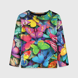 Лонгслив детский Стая бабочек Pattern, цвет: 3D-принт