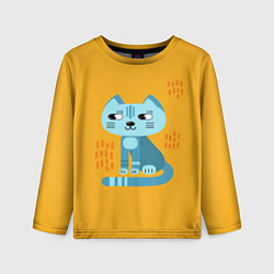 Лонгслив детский Очаровательный котик в плоском стиле в ярких цвета, цвет: 3D-принт