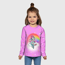 Лонгслив детский Русалка Юникорн, цвет: 3D-принт — фото 2