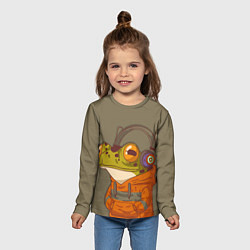 Лонгслив детский Лягуха в наушниках, цвет: 3D-принт — фото 2