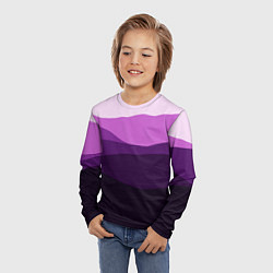 Лонгслив детский Фиолетовый градиент горы абстракция, цвет: 3D-принт — фото 2