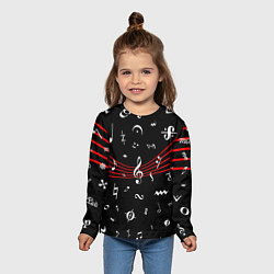 Лонгслив детский Нотные Знаки с Нотным Станом, цвет: 3D-принт — фото 2