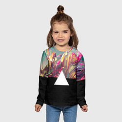 Лонгслив детский Цветы и треугольник, цвет: 3D-принт — фото 2