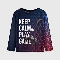 Лонгслив детский KEEP CALM& PLAY GAME PATTERN HEXAGONAL, цвет: 3D-принт