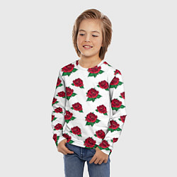 Лонгслив детский Цветы Красные Розы На Белом Фоне, цвет: 3D-принт — фото 2