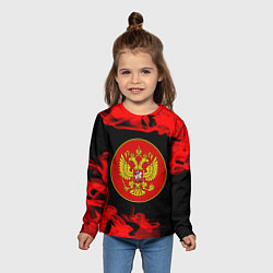 Лонгслив детский RUSSIA - ГЕРБ - Пламя, цвет: 3D-принт — фото 2