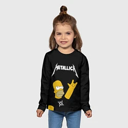 Лонгслив детский Metallica Гомер Симпсон рокер, цвет: 3D-принт — фото 2