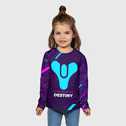 Лонгслив детский Символ Destiny в неоновых цветах на темном фоне, цвет: 3D-принт — фото 2