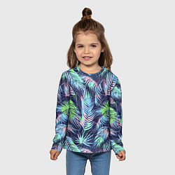 Лонгслив детский Разноцветные Листья Пальм, цвет: 3D-принт — фото 2