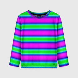 Детский лонгслив Зеленый и фиолетовые яркие неоновые полосы striped