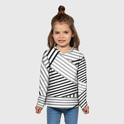 Лонгслив детский Полосатый узор в черно-белых цветах, цвет: 3D-принт — фото 2