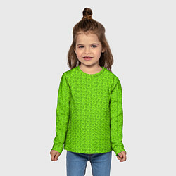 Лонгслив детский Зеленые волнистые узоры, цвет: 3D-принт — фото 2