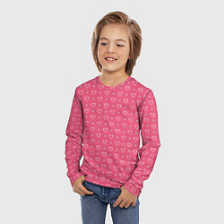 Лонгслив детский Розовые сердечки паттерн, цвет: 3D-принт — фото 2